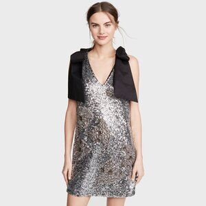 NWT custommade sequin silver & black cocktail shift holiday dress, XS
